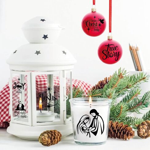 96Pcs Christmas Nativity Decals Stickers for Crafts Vinyl Christmas Word Stickers for Glass Jars Nativity Mason Jar Decals Sticker for Ornaments Ball Glass Cup Bottle Decor(love96) in Saudi Arabia