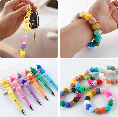 95pcs 14mm Hexagon Silicone Beads for Keychain Making Mix Color Bulk Polygon Silicone Beads for Pens and Bracelet Crafts(Multicolor) in Saudi Arabia