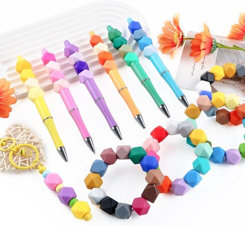 95pcs 14mm Hexagon Silicone Beads for Keychain Making Mix Color Bulk Polygon Silicone Beads for Pens and Bracelet Crafts(Multicolor) in Saudi Arabia