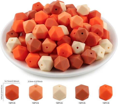 95pcs 14mm Hexagon Silicone Beads for Keychain Making Mix Color Bulk Polygon Silicone Beads for Pens and Bracelet Crafts(Multicolor) in Saudi Arabia