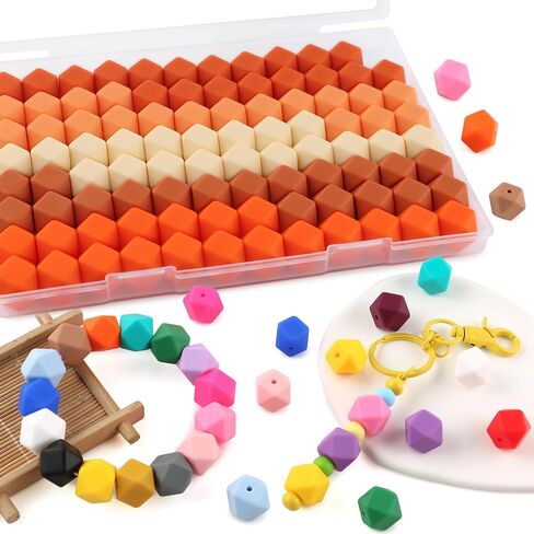 95pcs 14mm Hexagon Silicone Beads for Keychain Making Mix Color Bulk Polygon Silicone Beads for Pens and Bracelet Crafts(Multicolor) in Saudi Arabia