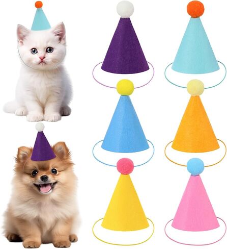 6PCS Mini Party Hats for Stuffed Animals, Stuffed Animal Party Hats, Birthday Partys Cone Hat, Dog Birthday Hat Set for Small Medium Dogs Cat Puppies in Saudi Arabia