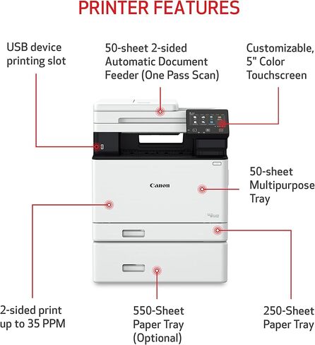 Canon Color ImageClass MF753CDW - الكل في واحد ، طباعة ليزر دبليك ، مع ضمان محدود 3 سنوات و PF -K1 اختياري - للاستخدام مع MF753CDW ، MF751CDW و LBP674CDW PRINTERS in Saudi Arabia