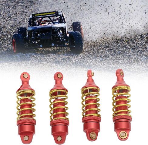 4Pcs RC Car Shock Absorber Aluminum Alloy Stable High Elasticity Front Rear Shock Damper for TRAXXAS E Revo 1/16 RC Car (Red) in Saudi Arabia