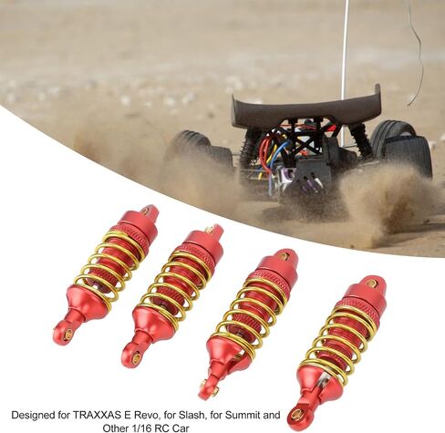 4Pcs RC Car Shock Absorber Aluminum Alloy Stable High Elasticity Front Rear Shock Damper for TRAXXAS E Revo 1/16 RC Car (Red) in Saudi Arabia