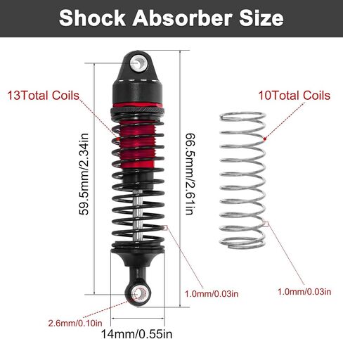RC Shock Absorber Set Aluminum Adjustable Shock Damper for ARRMA 1/18 Granite GROM 1/16 Mojave GROM 1/14 Typhon GROM RC Truck Upgrade Parts (4PCS, Green) in Saudi Arabia