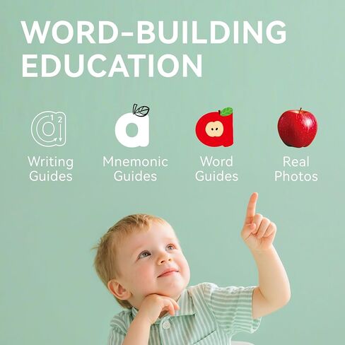 Dotimo Alphabet Picture بطاقات ذاكرية ، 26 بطاقات تعلم أحرف كبيرة وأحرف صغيرة للأطفال الإدراك ، ABC Montessori أداة التعلم المبكر للأطفال الصغار ، الفصول الدراسية والنشاط المنزلي in Kuwait