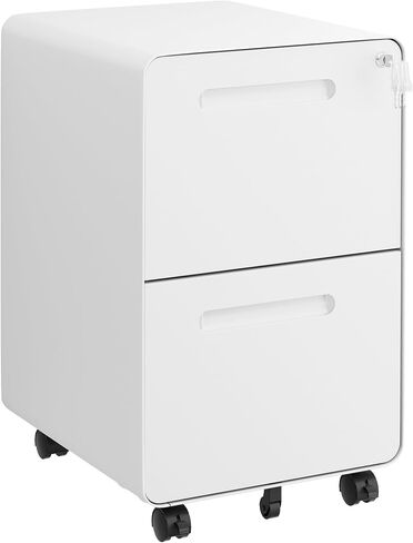 3 Drawers Slim File Cabinet, Mobile Filing Cabinet with Lock, Steel, Fully Assembled Except Casters, for Home Office, for A4, Letter, Legal File Folders, White in Saudi Arabia