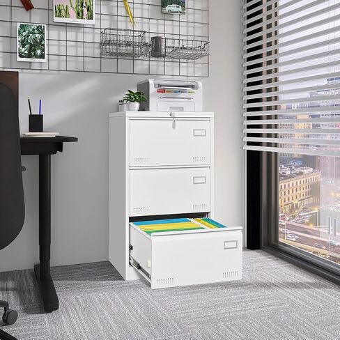 Lateral File Cabinet 2 Drawers Lockable File Cabinet with Card Holder, Metal Drawer Small File Cabinets Under Desk for Home Office Legal/Letter/f4/a4 Size Black in Saudi Arabia