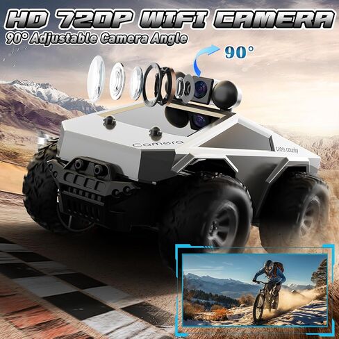 RC Cars with Camera Remote Control Truck with 720P HD FPV Camera, All-Terrain Remote Control Car with Body Light Rechargeable Battery, 1:28 RC Car Vehicle Toy Gifts for Adults Kids Boys Girls in Saudi Arabia