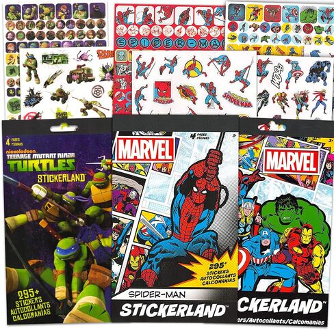 ملصقات Superhero لـ Boys Bundle ~ 900+ Super Hero ملصقات تعرض Marvel Avengers و Spiderman و TMNT لصالح الحفلات | لوازم حفلة عيد ميلاد الخارقة للأطفال in Saudi Arabia