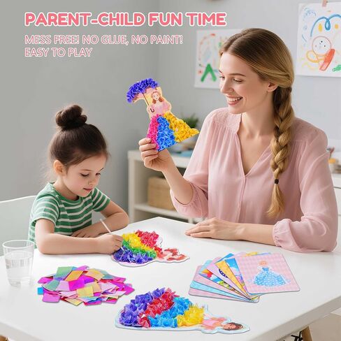 QLKYTALA Poke Poke Art Kits for Girls - Arts and Crafts for Kids 4-8 - 4 5 6 7 8 Year Old Girl Birthday Gifts - Princess Dress-Up DIY Creative Activity Toys in Kuwait