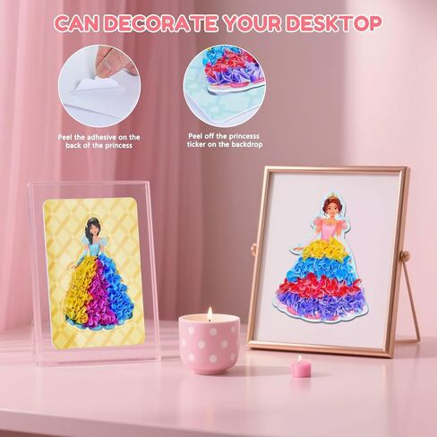 QLKYTALA Poke Poke Art Kits for Girls - Arts and Crafts for Kids 4-8 - 4 5 6 7 8 Year Old Girl Birthday Gifts - Princess Dress-Up DIY Creative Activity Toys in Kuwait