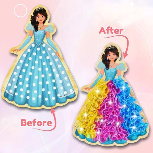 QLKYTALA Poke Poke Art Kits for Girls - Arts and Crafts for Kids 4-8 - 4 5 6 7 8 Year Old Girl Birthday Gifts - Princess Dress-Up DIY Creative Activity Toys in Kuwait