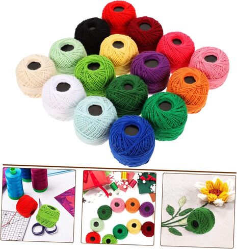 Stobok 16 Rolls Cross Stitch الخيط الكروشيه الخيط متعدد الوظائف تطريز سلسلة ترسيرية DIY تطريزات خيط تطريزات تصنيع خيط الخيط القطن in Saudi Arabia