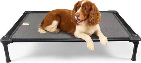 Sytopia 47'' Outdoor Elevated Dog Bed for Extra Large Dogs, Chew-Proof Pet Camping Raised Cot with Breathable Mesh - Durable Frame, Cooling Hammock Bed, Non-Slip Feet, Waterproof, Easy Clean in Kuwait