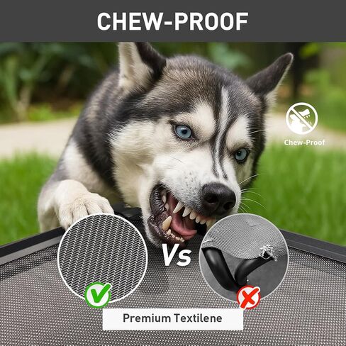 Sytopia 47'' Outdoor Elevated Dog Bed for Extra Large Dogs, Chew-Proof Pet Camping Raised Cot with Breathable Mesh - Durable Frame, Cooling Hammock Bed, Non-Slip Feet, Waterproof, Easy Clean in Kuwait