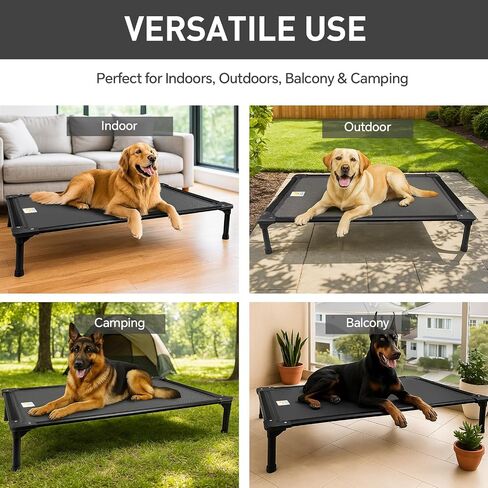Sytopia 47'' Outdoor Elevated Dog Bed for Extra Large Dogs, Chew-Proof Pet Camping Raised Cot with Breathable Mesh - Durable Frame, Cooling Hammock Bed, Non-Slip Feet, Waterproof, Easy Clean in Kuwait