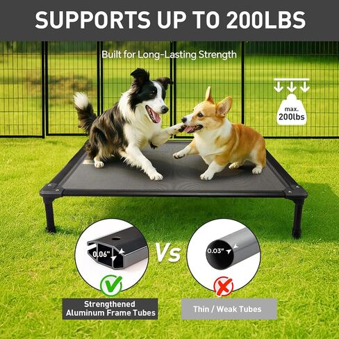 Sytopia 47'' Outdoor Elevated Dog Bed for Extra Large Dogs, Chew-Proof Pet Camping Raised Cot with Breathable Mesh - Durable Frame, Cooling Hammock Bed, Non-Slip Feet, Waterproof, Easy Clean in Kuwait