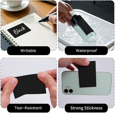 240 PCS Color Coding Labels 3 × 2 Inches Vinyl Black Rectangle Stickers Self Adhesive Waterproof Decal for Name Tags Address Moving Office in Saudi Arabia