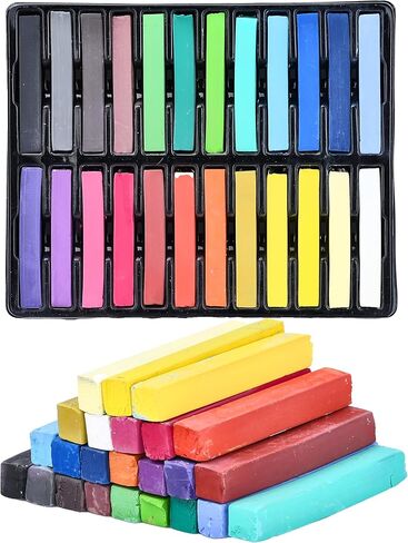 Neliblu 24-Piece Soft Pastels for Kids - Multi Color Pastel Chalk for Art Painting - Pastel Sticks Suitable on Paper, Blackboards, Sidewalk Blocks - For Kids, Adults, Professional Artists in Saudi Arabia