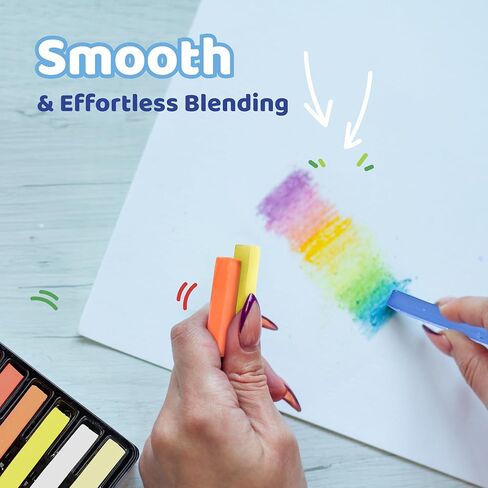 Neliblu 24-Piece Soft Pastels for Kids - Multi Color Pastel Chalk for Art Painting - Pastel Sticks Suitable on Paper, Blackboards, Sidewalk Blocks - For Kids, Adults, Professional Artists in Saudi Arabia