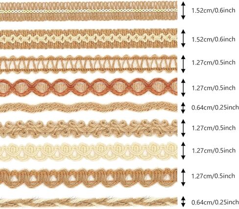 9 Rolls Natural Burlap Lace Ribbon Trim,18 Meters Jute Craft Ribbon for DIY Sewing,Rustic Wedding Decorations,Gift Wrapping&Party Supplies in Kuwait