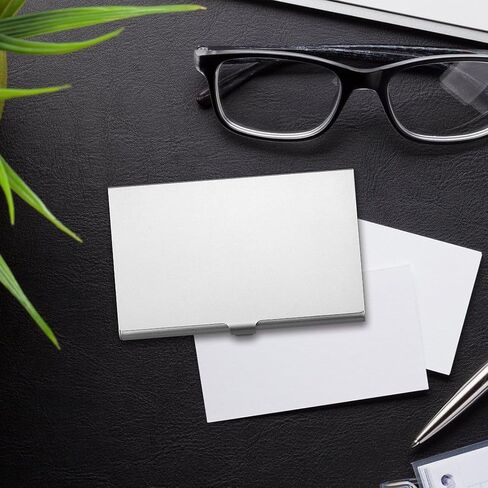 Custom Aluminum Business Card Holder Case, Customized Business Card Case Design Your Logo Name Large Capacity Protective Business Card Wallet Meaningful Gift for Office Worker Elite, Silvery in Kuwait