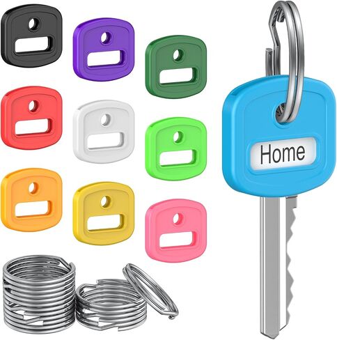 Uniclife 10 Pcs Key Covers Caps, 1" Key Identifiers with Labels, Soft Stretchy Key Covers for House Key, Cute Key Head Protectors for Standard Keys (Not for Odd-Shaped Keys), 10 Colors in Saudi Arabia