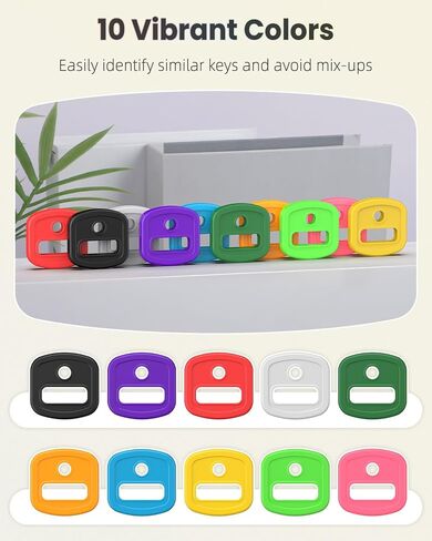Uniclife 10 Pcs Key Covers Caps, 1" Key Identifiers with Labels, Soft Stretchy Key Covers for House Key, Cute Key Head Protectors for Standard Keys (Not for Odd-Shaped Keys), 10 Colors in Saudi Arabia