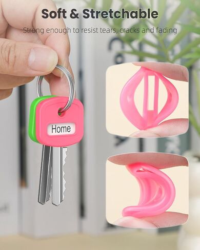 Uniclife 10 Pcs Key Covers Caps, 1" Key Identifiers with Labels, Soft Stretchy Key Covers for House Key, Cute Key Head Protectors for Standard Keys (Not for Odd-Shaped Keys), 10 Colors in Saudi Arabia