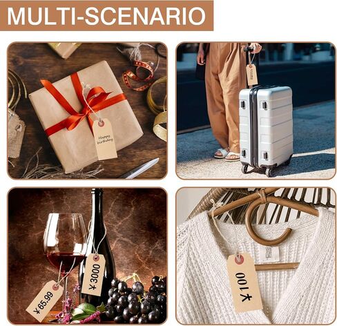 100 PCS Brown Tags with String, Marking Paper Hang Tags Attached Reinforced Hole,Writable Blank Price Gift Tag for All Occasions 2.75 x 1.37 Inch in Saudi Arabia