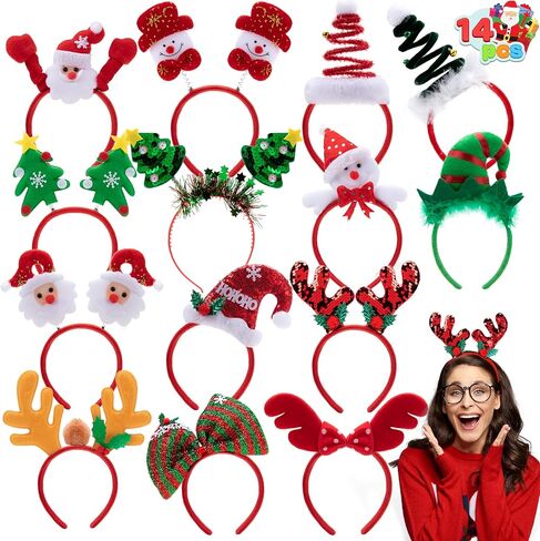 JOYIN 14 PCS Christmas Headbands with Different Designs Party Holiday Headbands for Kids Women Men Christmas Holiday Parties Favors (ONE Size FIT ALL) in Saudi Arabia
