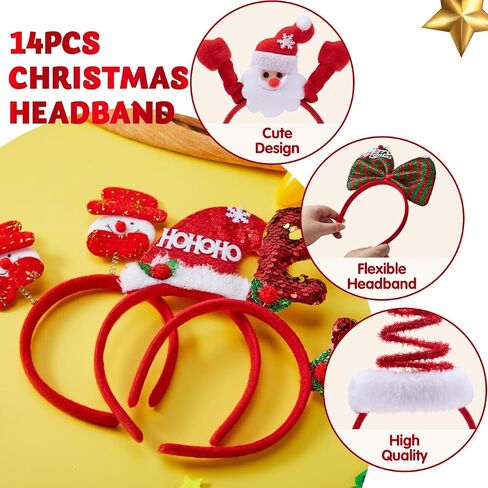 JOYIN 14 PCS Christmas Headbands with Different Designs Party Holiday Headbands for Kids Women Men Christmas Holiday Parties Favors (ONE Size FIT ALL) in Saudi Arabia