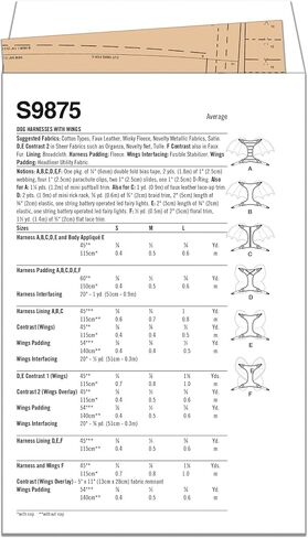 Simplicity Lightly Padded Dog Harness with Wings Sewing Pattern Packet by Carla Reiss, Design Code S9875, Sizes S-M-L, Multicolor in Saudi Arabia