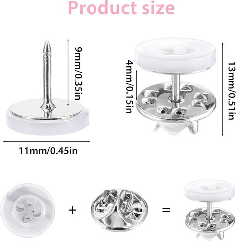 20 Pack 12mm No-Sew Buttons Detachable Reusable Shirt Buttons for Clothes Coats Dresses Quick Easy DIY Button Solution for Repair DIY Crafts Costume Making Decorative Brooch Pins in Black White in Saudi Arabia