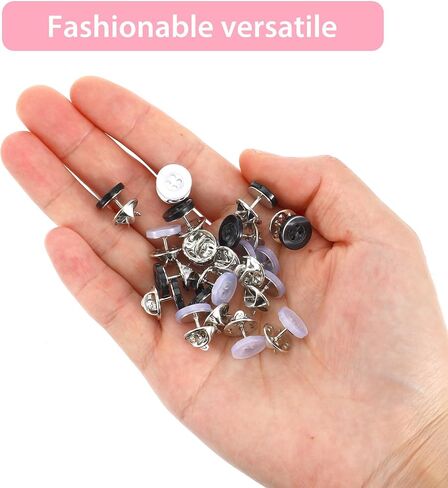 20 Pack 12mm No-Sew Buttons Detachable Reusable Shirt Buttons for Clothes Coats Dresses Quick Easy DIY Button Solution for Repair DIY Crafts Costume Making Decorative Brooch Pins in Black White in Saudi Arabia
