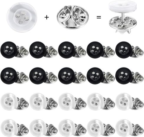 20 Pack 12mm No-Sew Buttons Detachable Reusable Shirt Buttons for Clothes Coats Dresses Quick Easy DIY Button Solution for Repair DIY Crafts Costume Making Decorative Brooch Pins in Black White in Saudi Arabia