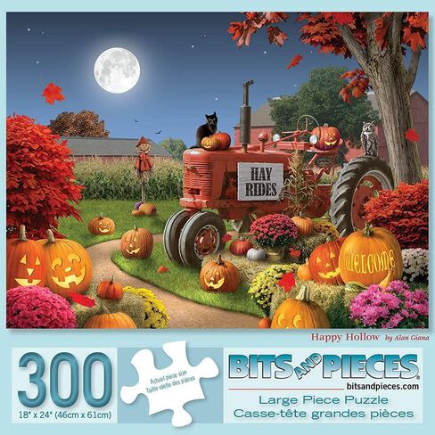 Bits and Pieces – Large 300 Piece Jigsaw Puzzle for Adults – ‘Happy Hollow’ –Halloween Jigsaw Puzzle by Artist Alan Giana …, Completed Puzzle Size: 18" x 24" in Saudi Arabia