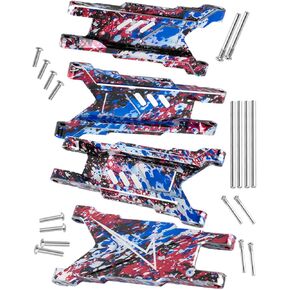 RC Aluminum Front Rear Suspension A-Arms Upgrades Part for 1/10 Slash/Rustler/Stampede/Hoss/X0-1 4x4 4WD VXL,Alloy Suspension Arms Hop Ups,Red (#3655) in Kuwait
