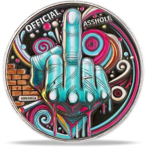 Certified Official Asshole Challenge Coin – Graffiti Middle Finger Challenge Token – Bold Gag Gift for Friends & Coworkers – Funny Collectible for Men & Women in Saudi Arabia