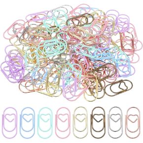 100 Pcs Paper Clips, Small Heart Paper Clips, Decorative Binder Clip Mini Metal Heart Paperclips Colorful Hearts Paperclip Bookmark Clamp for Women Home Office School Desk Document Organizing in Kuwait