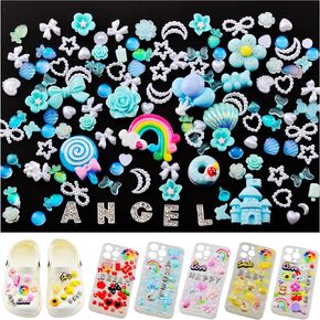 Junk Case Charms, Charms for Junk Cases Cute Decoration Bow Letter Big Charm Bulk for Nail Socks Shoes Diy Phone Case Resin Flatback Slime Charm Kit Accessories Supplies in Saudi Arabia