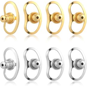 8pcs arkring rafters ظهورهم ، ودعم الأقراط للبدائل للأزرار ، ومربط ضيقة كبيرة للأقراط الثقيلة والأذنين (4 ذهبية و 4 فضية) in Kuwait