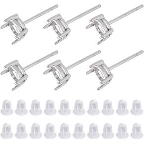 Dicosmetic 925 Sterling Silver Carring Posts 3 أزواج من قرط البلاتين البلاتيني نتائج قرط 6 مم مستديرة في القرط مع 20 ٪ من الصواميل الأذن البلاستي in Kuwait