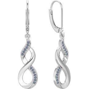YL Dangle Drop Infinity Earrings 925 Sterling Silver Leverback Earrings 18K White Gold Jewelry for Women in Kuwait