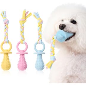 3Pcs Pet Molar Clean Teeth Rubber Toy, Dog Pacifier with Rope, Dog Chew Toys for Aggressive Chewers, Rubber Puppy Pacifier Chewing Playing Training Toys for Small Dogs Cats, 3 Cute Colors in Kuwait