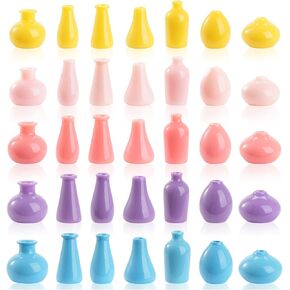35 PCS Mini Clay Pots للحرف اليدوية ، 5 ألوان مزهرية راتنجات صغيرة لملحقات أثاث Dollhouse Mini Garden Plants in Kuwait