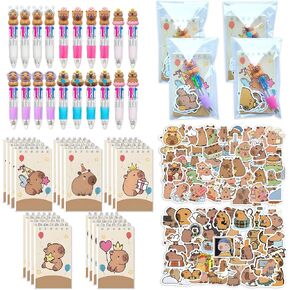 180 Pcs Capybara Gifts Bulk Fun Pens Capybara Mini Spiral Notepads Cute Stickers Set for Children's Birthday Gifts Students Rewards Fun School Supplies. in Saudi Arabia
