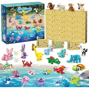Party Favors for Kids, 24 Packs Animal Building Block Toy Sets with 24 Digital Countdown Box for Goodie Bag Stuffers Classroom Prizes, Valentines Day Christmas Birthday Gift for Boys Girls Ages 6+ in Saudi Arabia